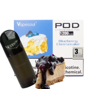 Cartucho p/ Pod Recarregável Blueberry Cheesecake 1200 puffs- Vapesoul 3 Unid